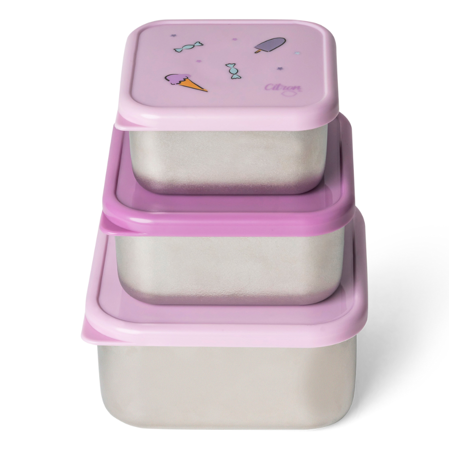 Citron - Stainless Steel Nesting Lunch Box Set - Stormy Unicorn - 3pcs