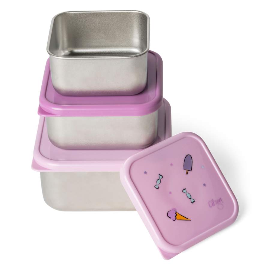 Citron - Stainless Steel Nesting Lunch Box Set - Stormy Unicorn - 3pcs