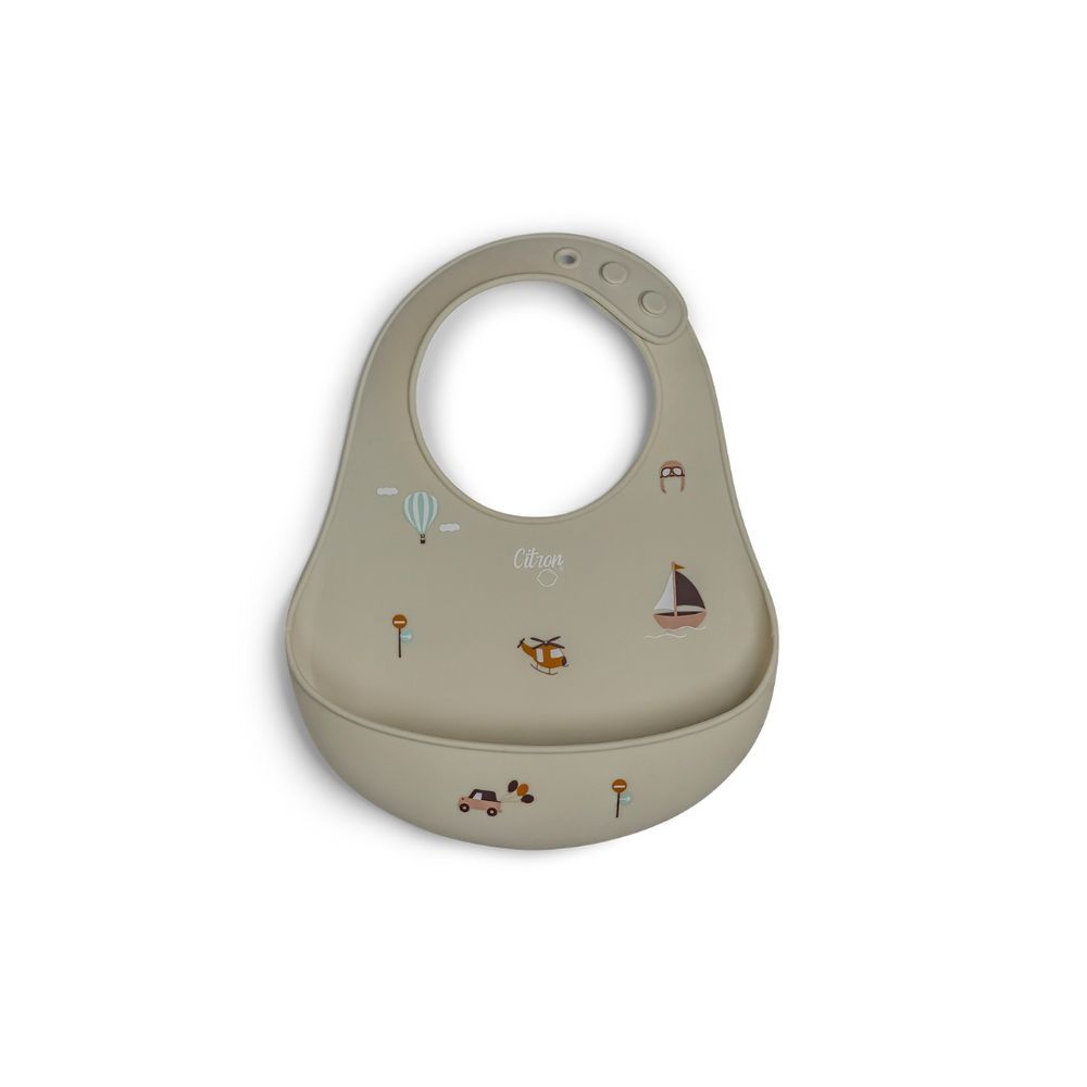 Citron - Silicone Bib - Vehicles - Beige