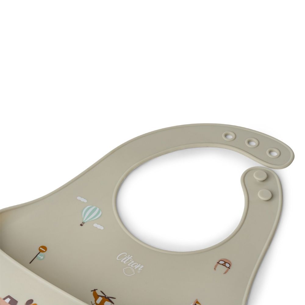 Citron - Silicone Bib - Vehicles - Beige