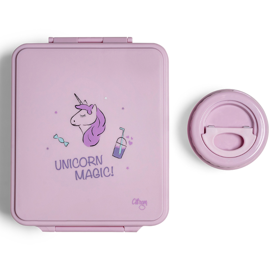 Citron - Grand 4-Compartment Lunch Box With Food Jar - Stormy Unicorn