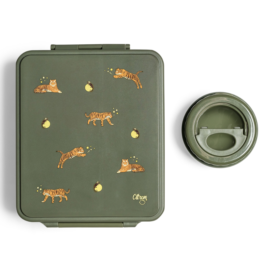 Citron - Grand 4-Compartment Lunch Box With Food Jar - Tiger