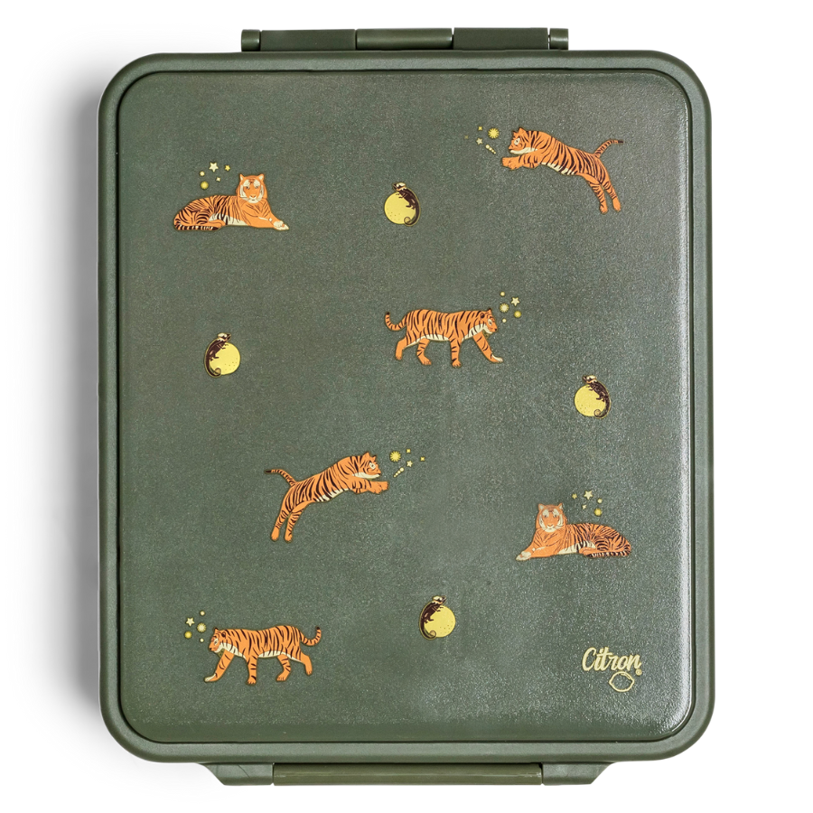 Citron - Grand 4-Compartment Lunch Box With Food Jar - Tiger