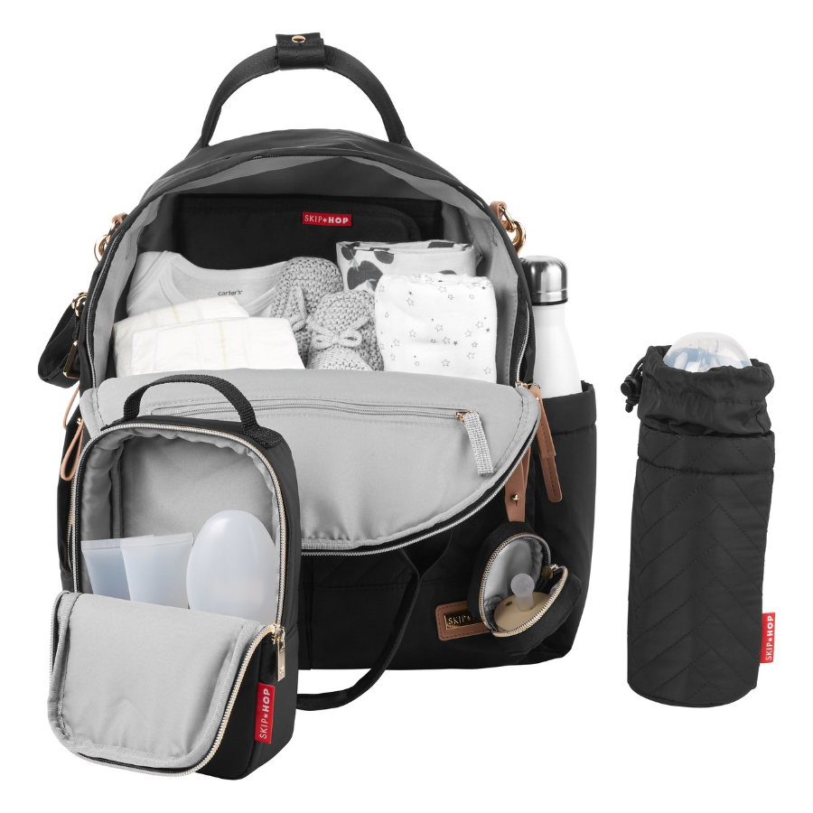 Skiphop - Suite Diaper Backpack And Accessory Set - Black - 6pcs