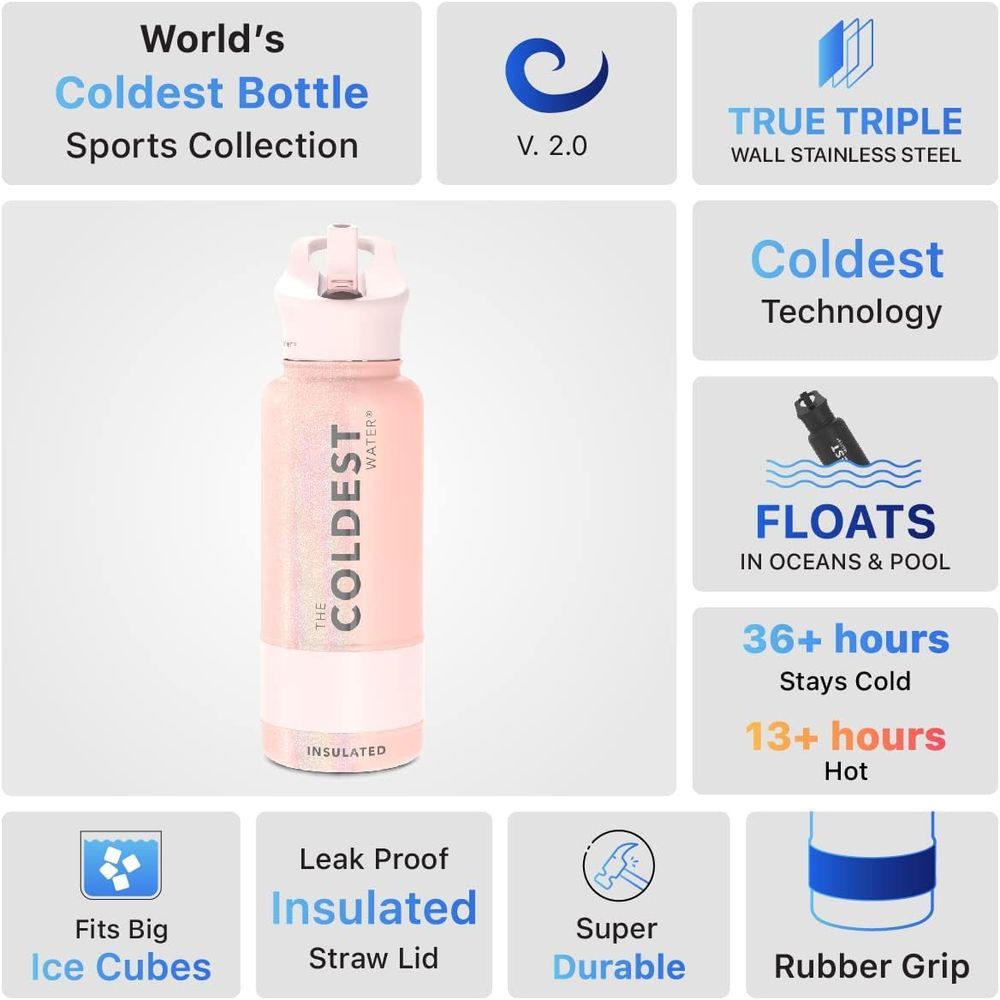 The Coldest Water - Coldest Bottle Forever Pink Glitter - 946ml