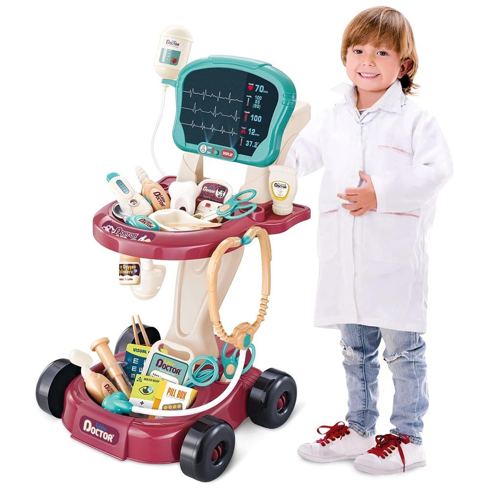 Little Angel - Kid's Portable Medical Doctor Cart Trolley Playset - 29pcs