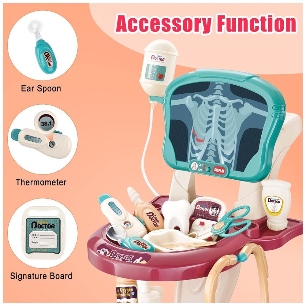 Little Angel - Kid's Portable Medical Doctor Cart Trolley Playset - 29pcs