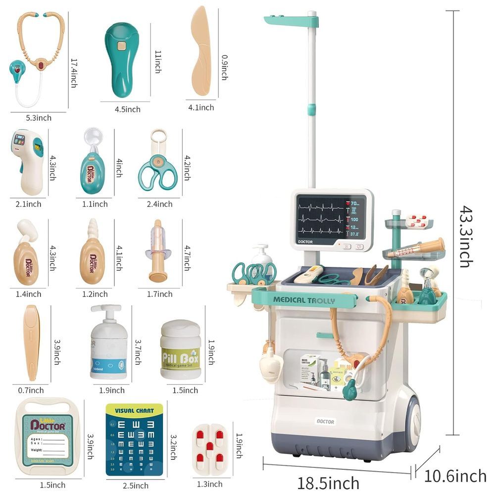 Little Angel - Kid's Portable Medical Doctor Toys Trolley Playset