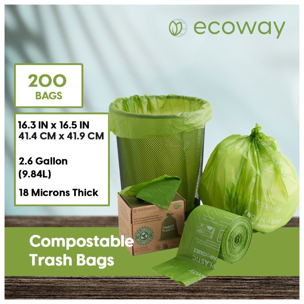 Ecoway - Compostable Garbage Bags - Green - 9.84 L - 200pcs