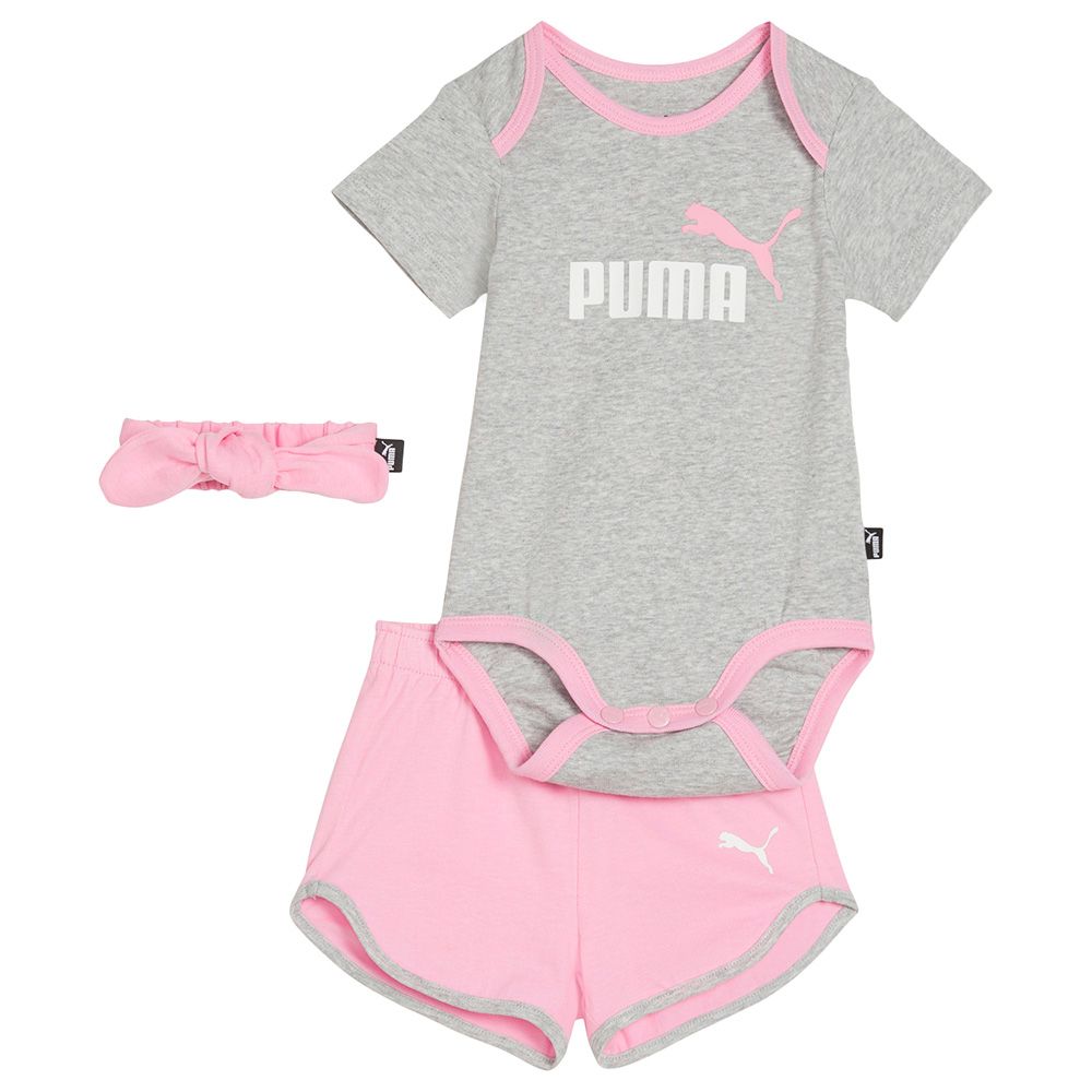 Puma - 2pc-Set - Minicats Bow Newborn Matching Suit - Light Grey