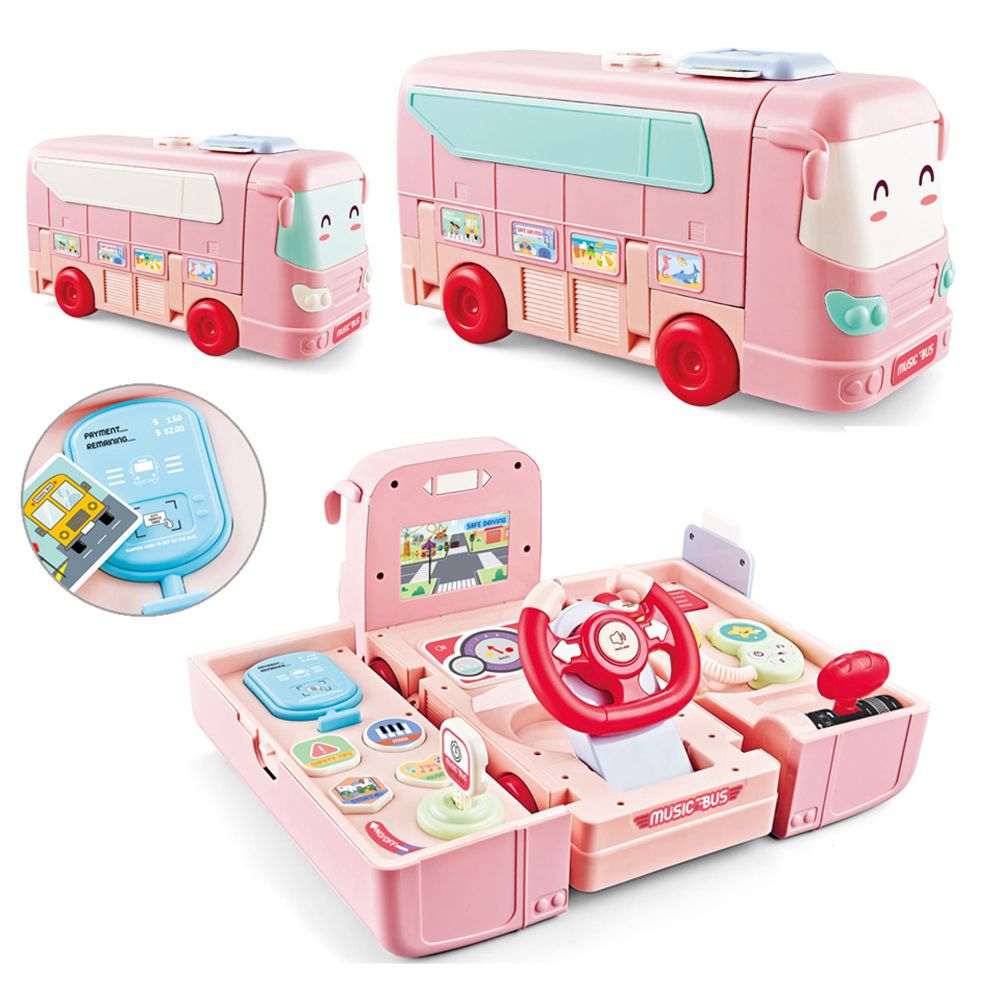 Little Angel - Kid's Musical Convertible School Bus Toy - Pink