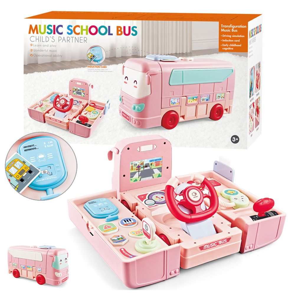 Little Angel - Kid's Musical Convertible School Bus Toy - Pink