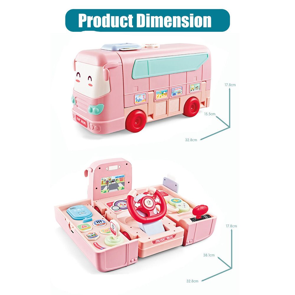 Little Angel - Kid's Musical Convertible School Bus Toy - Pink