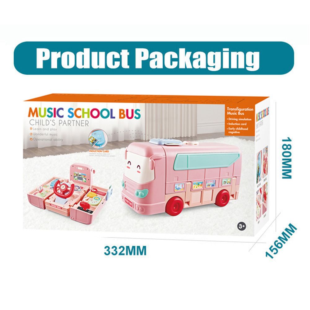 Little Angel - Kid's Musical Convertible School Bus Toy - Pink