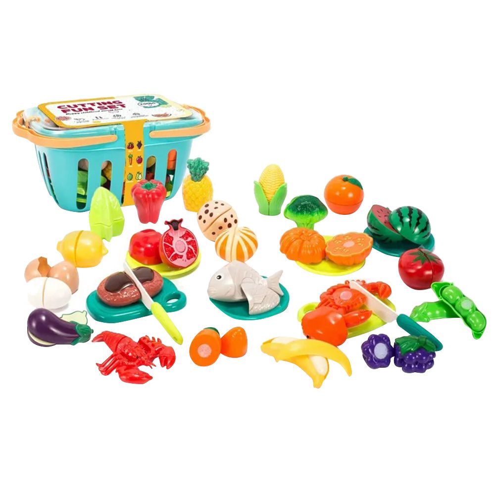 Little Angel - Kid's Fruits & Vegetables In Basket Toy Set - 33pcs