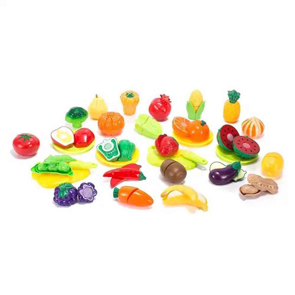 Little Angel - Kid's Fruits & Vegetables In Basket Toy Set - 33pcs