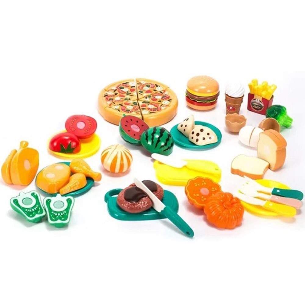 Little Angel - Kid's Fruits & Vegetables In Basket Toy Set - 26pcs