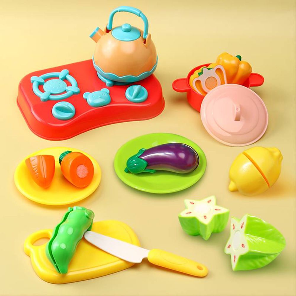 Little Angel - Kid's Fruits & Vegetables In Basket Toy Set - 28pcs