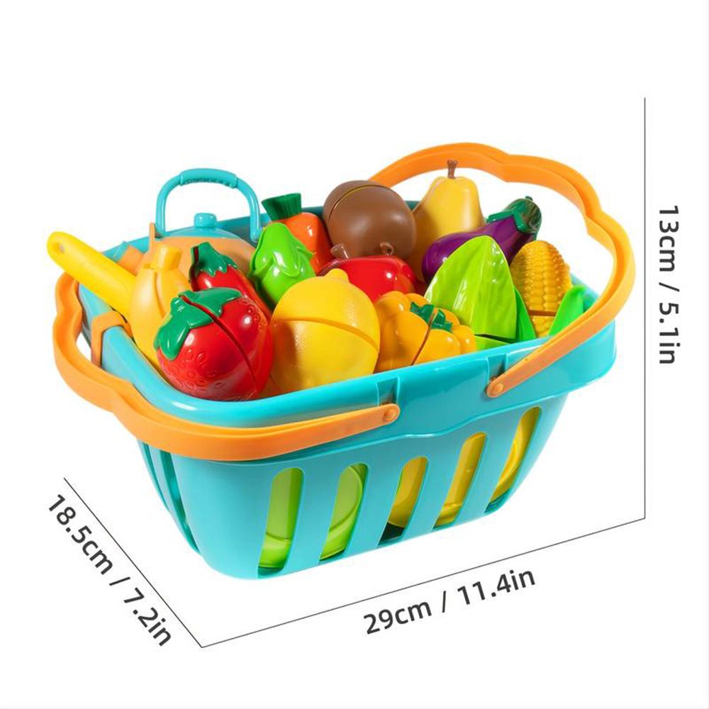 Little Angel - Kid's Fruits & Vegetables In Basket Toy Set - 28pcs