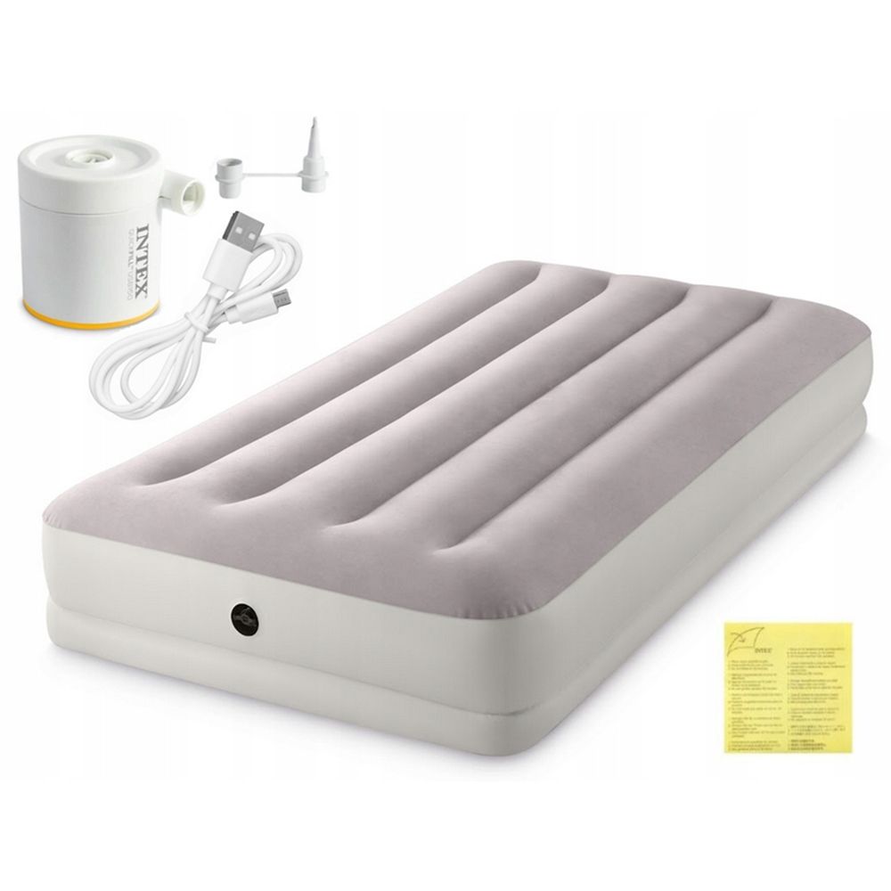 Intex - Dura-Beam Prestige Airbed w/ USB150 Air Pump - Twin