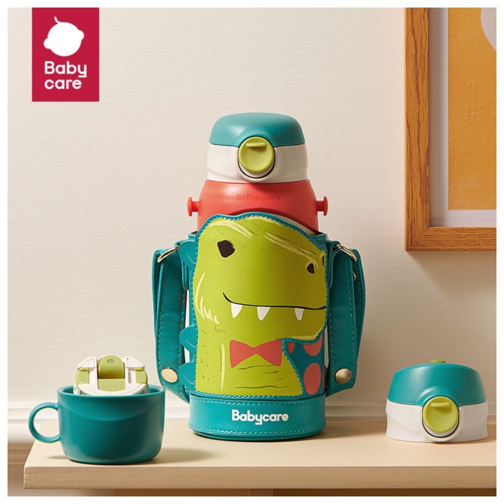 Babycare - 3-in-1 Vacuum Bottle With Straw - Dinosaur - 600 ml