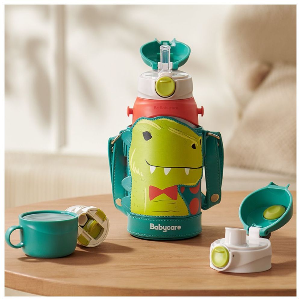 Babycare - 3-in-1 Vacuum Bottle With Straw - Dinosaur - 600 ml