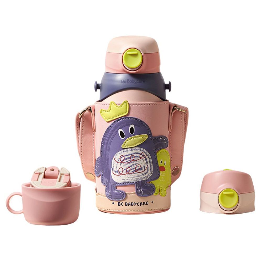 Babycare - 3-in-1 Vacuum Bottle With Straw - Penguin - 600 ml