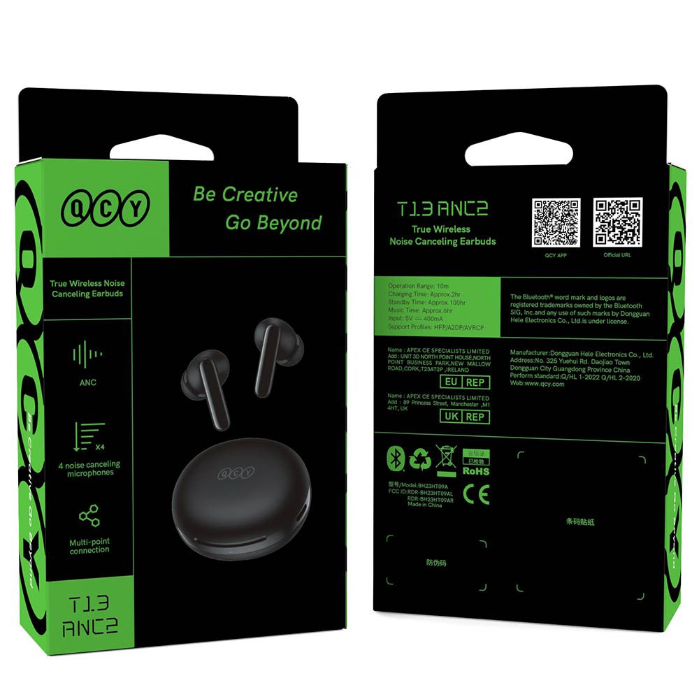 QCY - ANC 2 Truly Wireless Earbuds T13 - Black