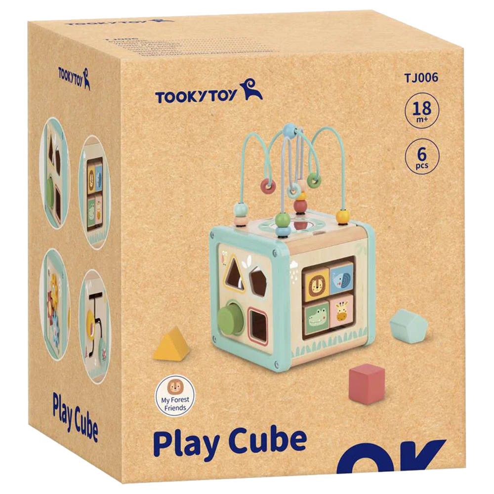 TookyToys - Wooden Activity Play Cube - 6pcs