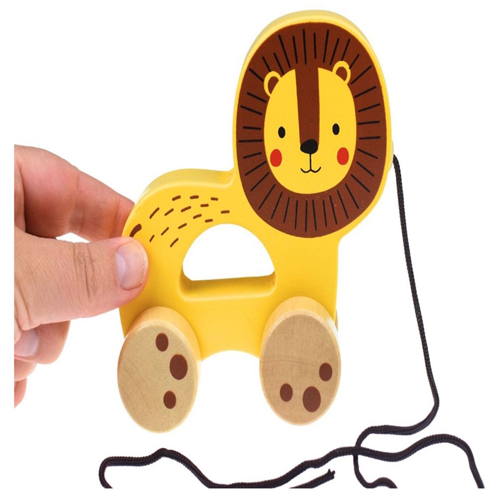 TookyToys - Wooden Lion Pull Along Toy