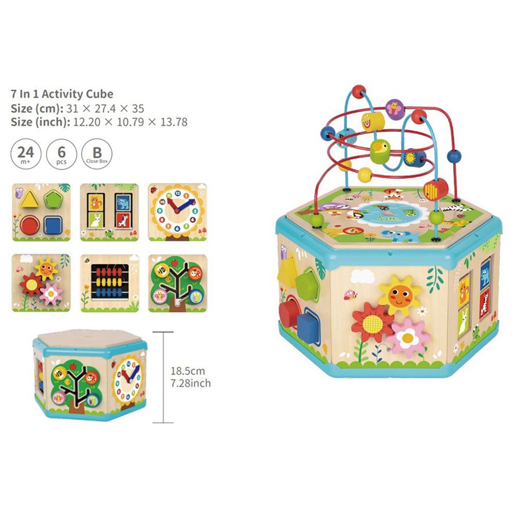 TookyToys - 7-in-1 Activity Cube - 6pcs