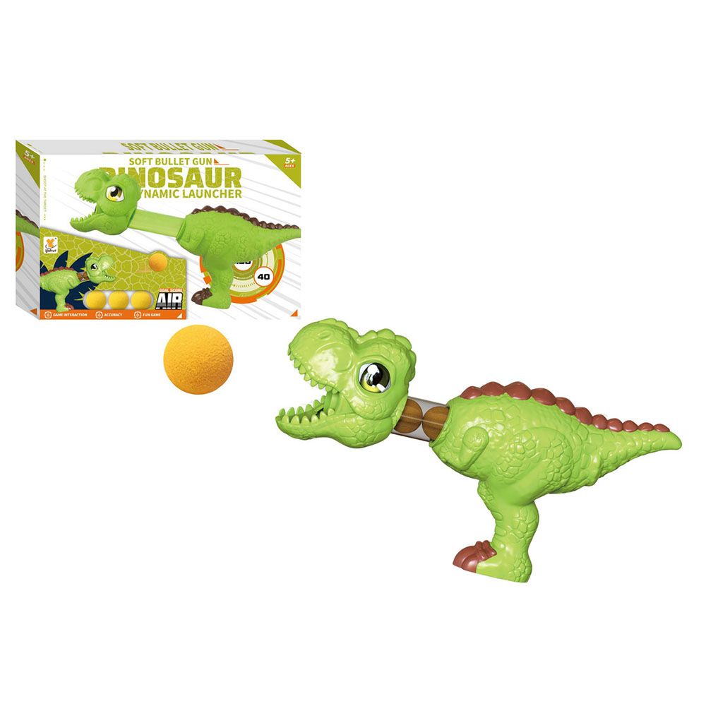 Family Center - Dinosaur Soft Bullet Gun - Green - 4 Pcs