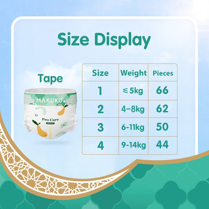 Makuku - Premium Diapers Procare Tape S2 - S - 4-8Kg - 62pcs