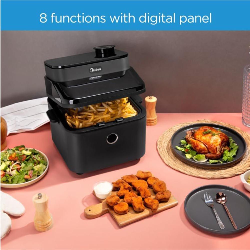 Midea - Extra Large Digital Air Fryer - Black - 7.3 L