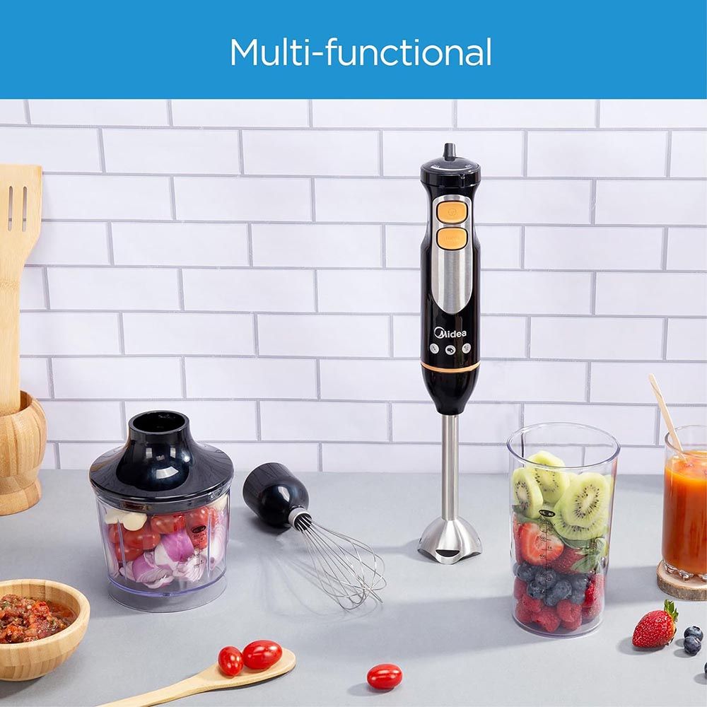 Midea - 4-in-1 Hand Blender Chopper & Whisk - Black - 600 W