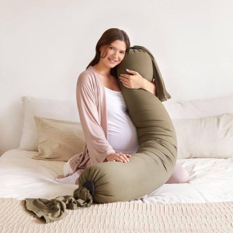 Bbhugme Pregnancy Pillow In Dusty Olive/Black (Biofoam)