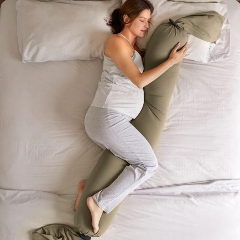 Bbhugme Pregnancy Pillow In Dusty Olive/Black (Biofoam)