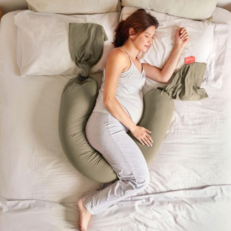 Bbhugme Pregnancy Pillow In Dusty Olive/Black (Biofoam)