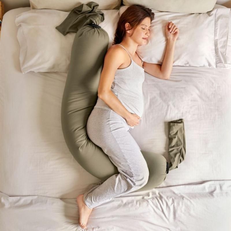 Bbhugme Pregnancy Pillow In Dusty Olive/Black (Biofoam)