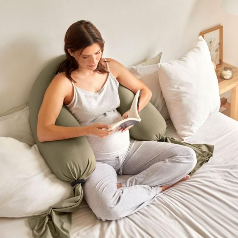 Bbhugme Pregnancy Pillow In Dusty Olive/Black (Biofoam)