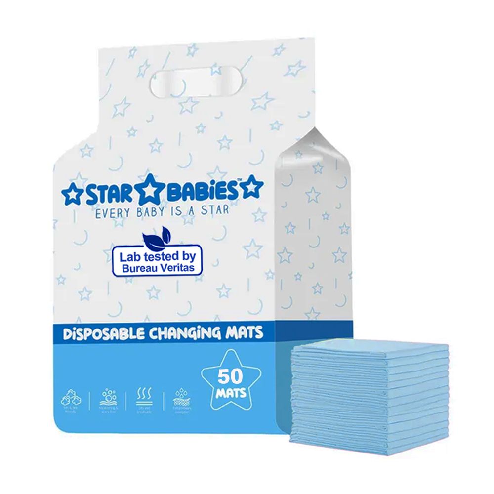 Star Babies - Disposable Changing mats (45x60cm) Large, Pack of 50 - Blue