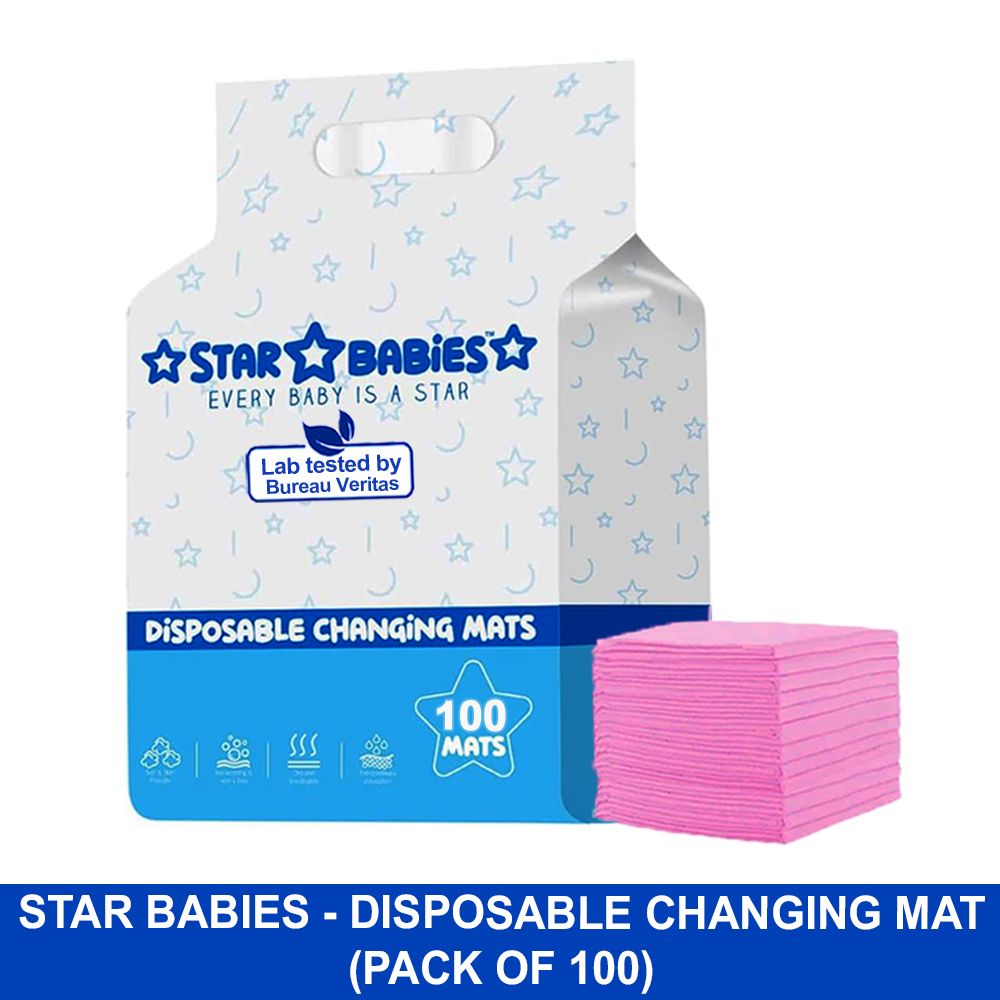 Star Babies - Disposable Changing mats (45x60cm) Large, Pack of 100 - Pink