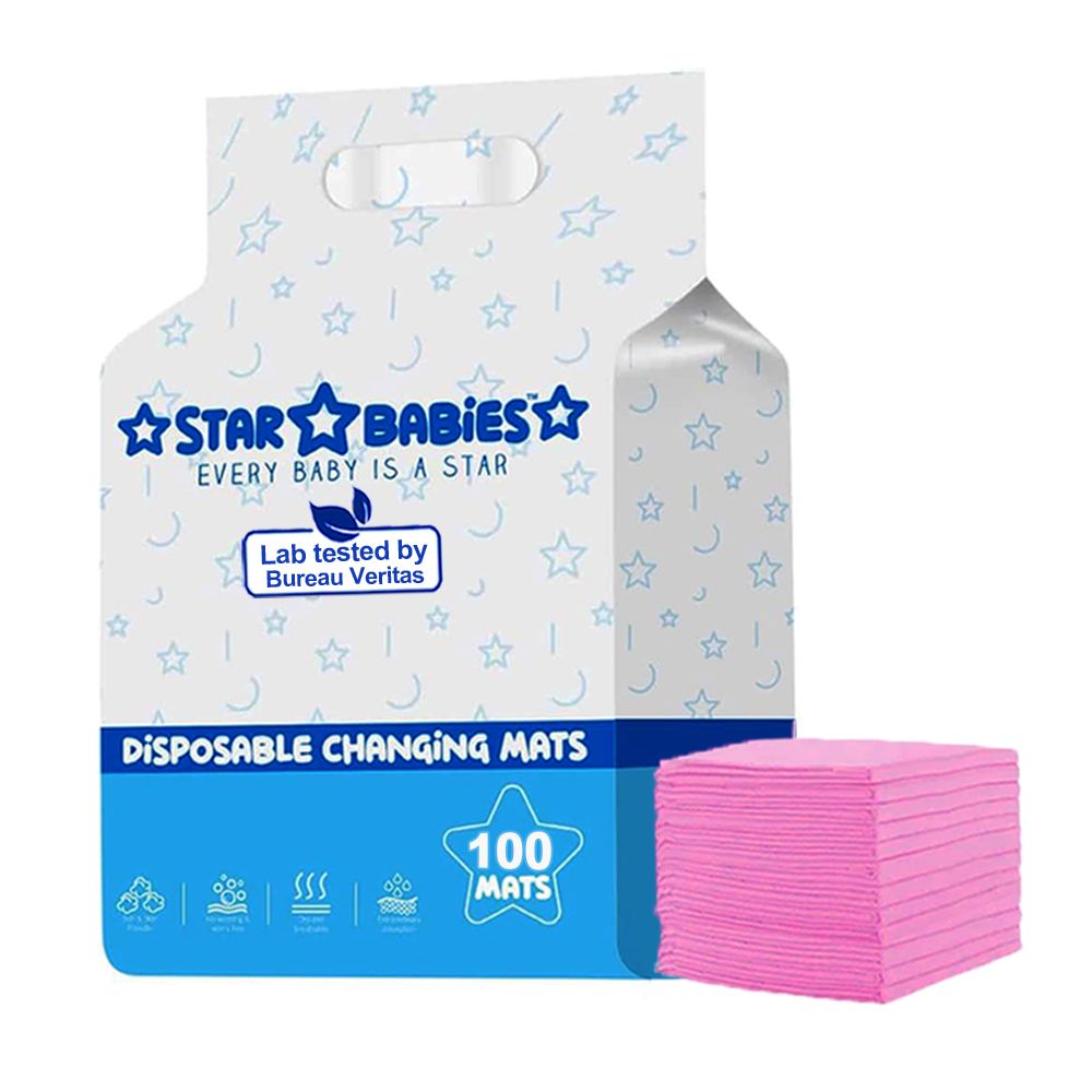 Star Babies - Disposable Changing mats (45x60cm) Large, Pack of 100 - Pink