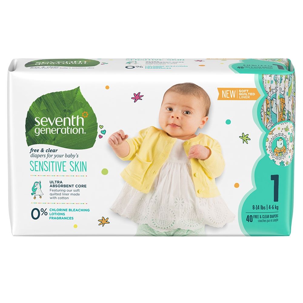 Seventh Generation - Baby Diapers Stage 1 (8-14lbs) 40pc