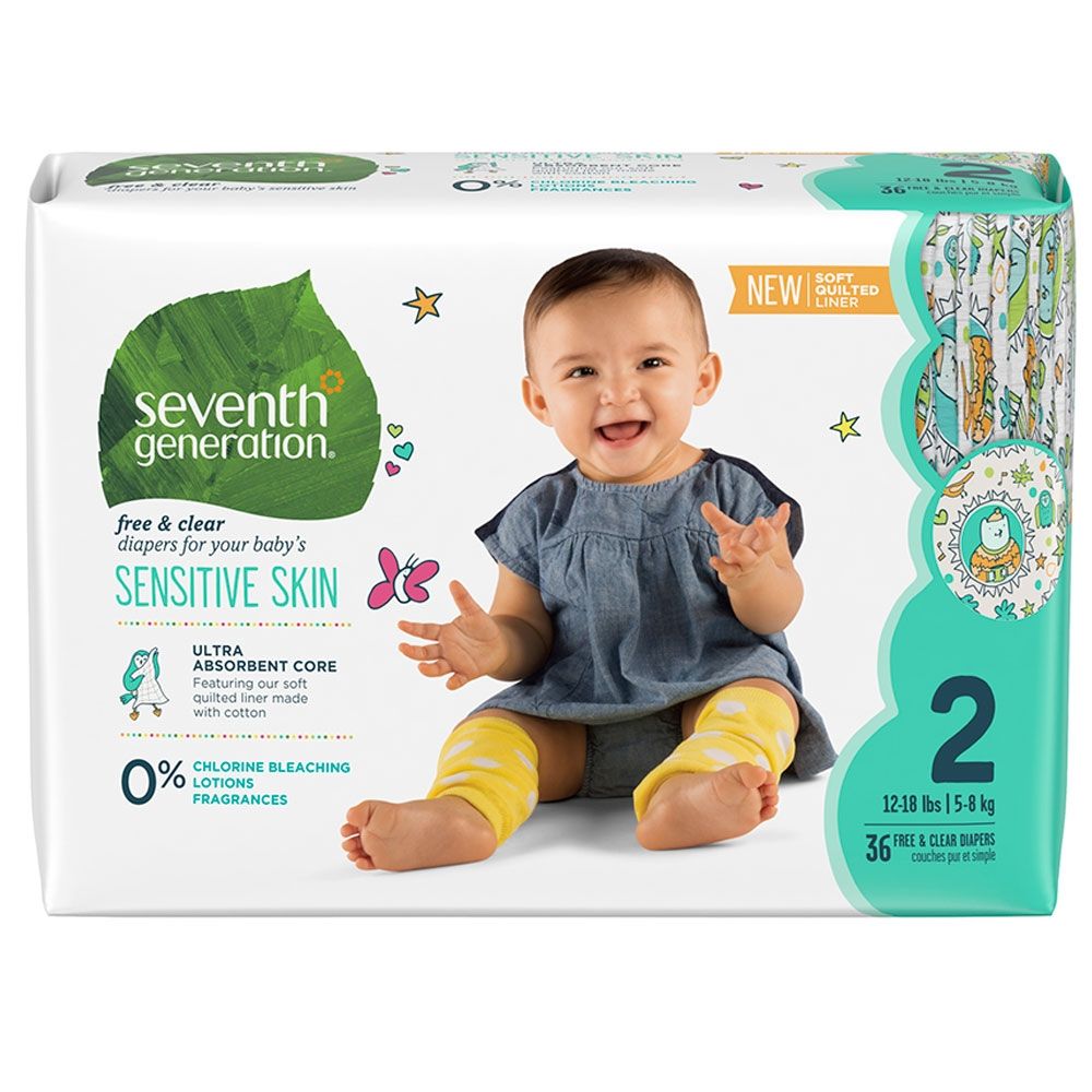 Seventh Generation - Baby Diapers Stage 2 (12-18lbs) 36pc