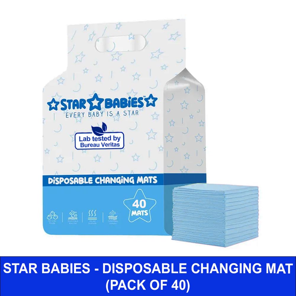 Star Babies - Disposable Changing mats (45x60cm) Large, - Pack of 40 -Blue