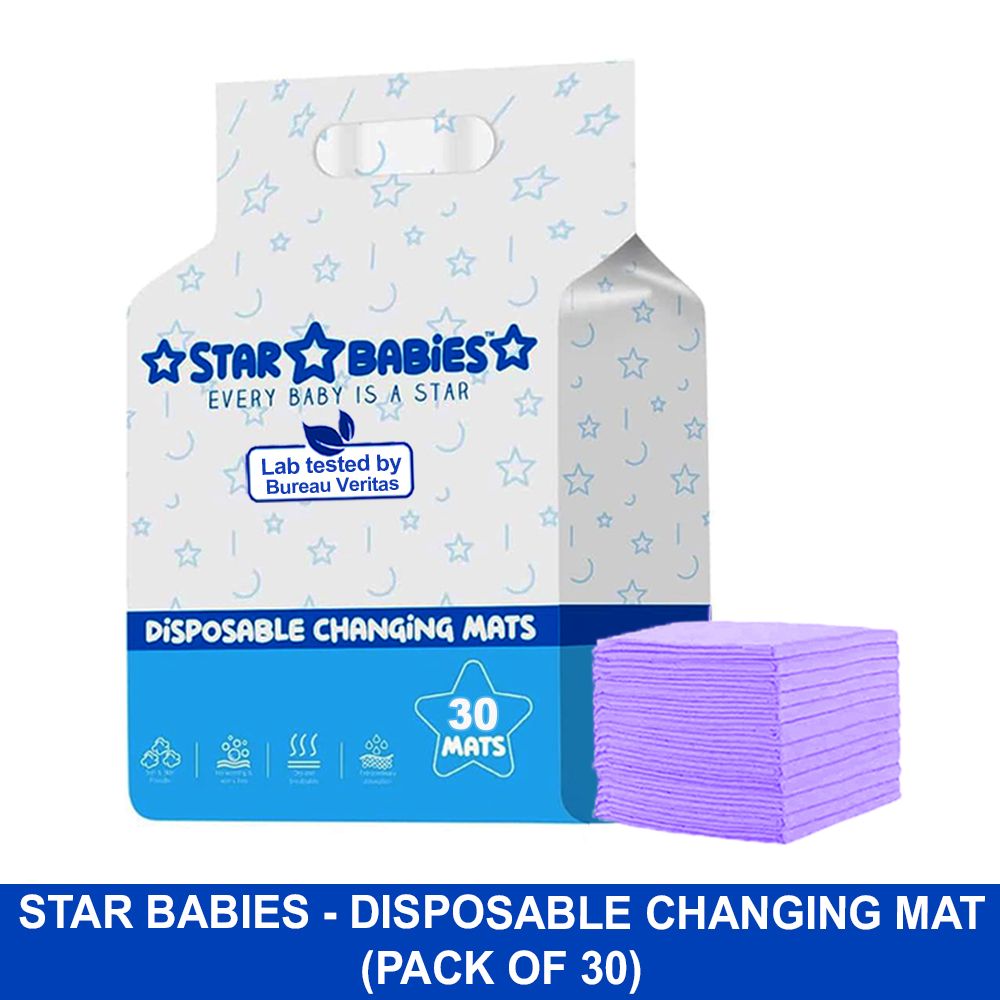 Star Babies - Disposable Pack Of 30 Changing mats (45x60cm) Large, - Lavender