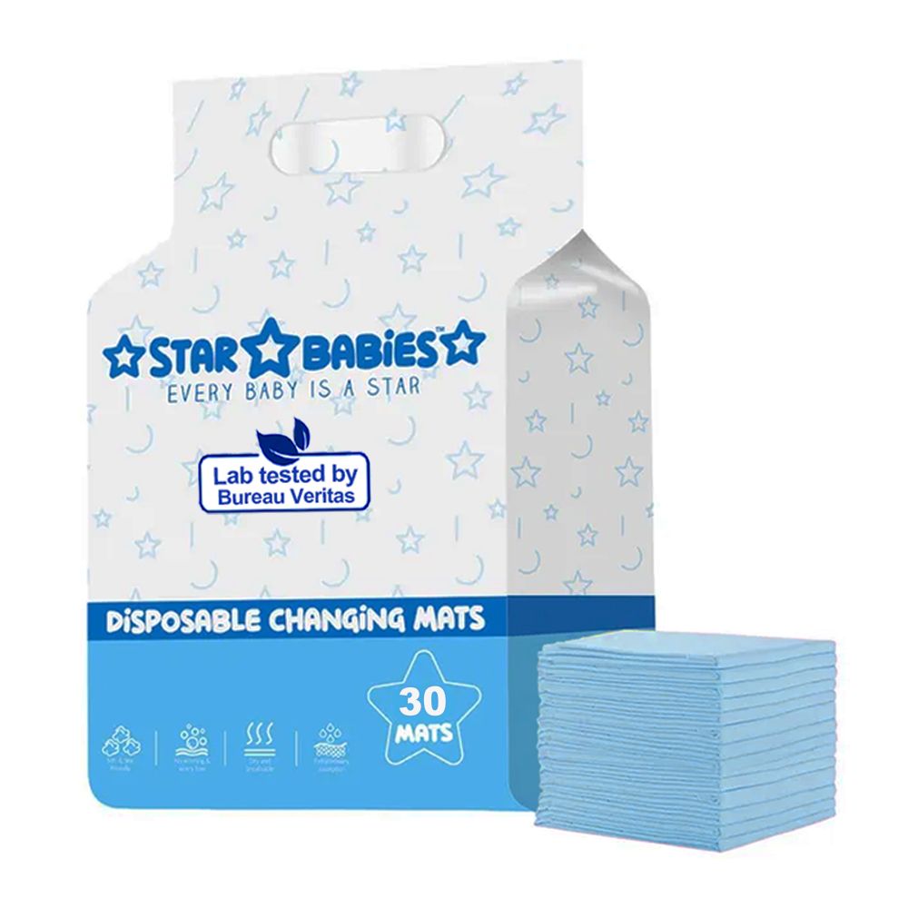 Star Babies - Changing Mat 30pcs & Disposable Towel 3pcs & Kn95 - Blue