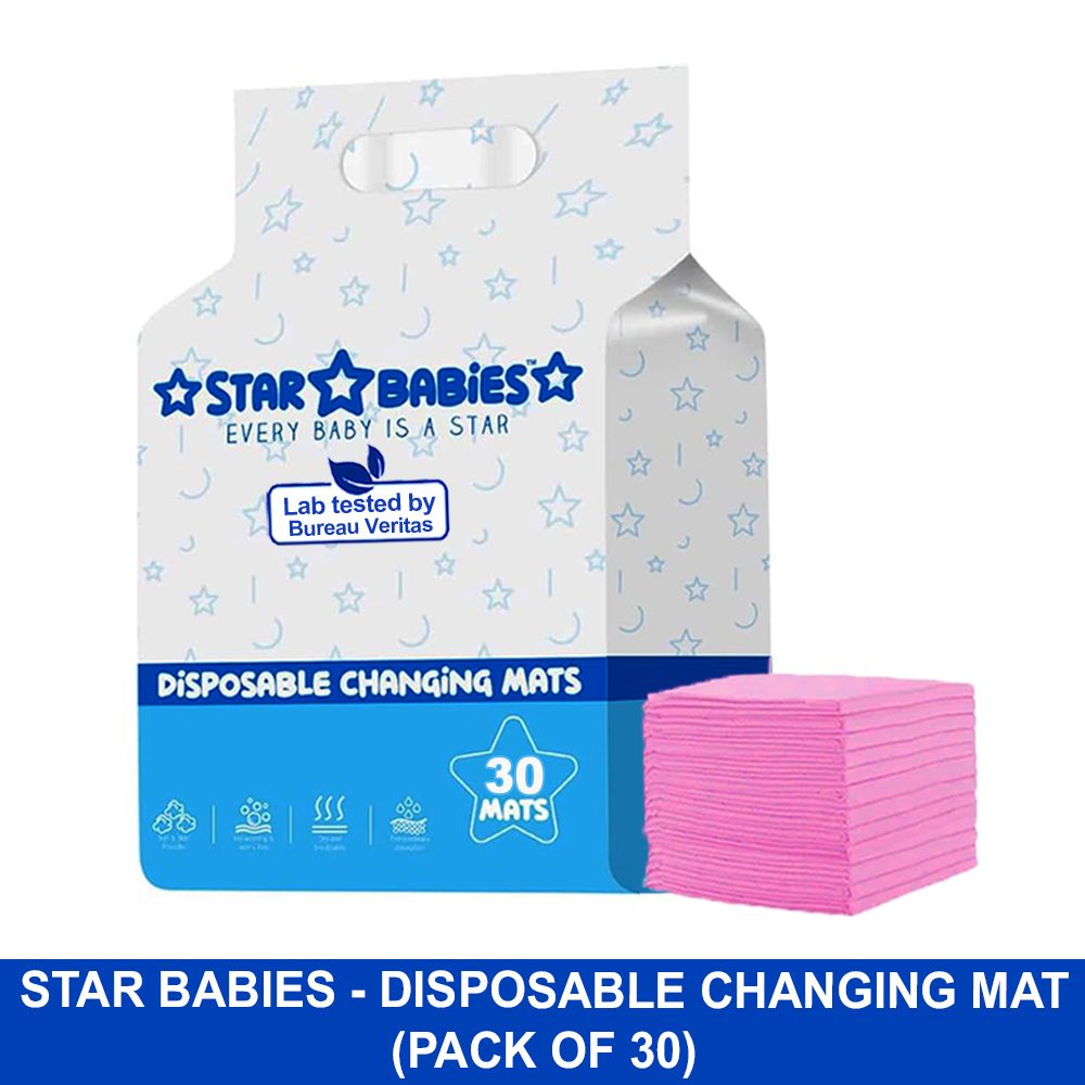 Star Babies - Disposable Changing Mat - L - 45 X 60 cm - 30pcs - Pink