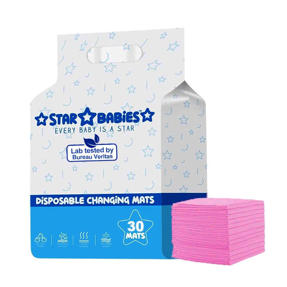 Star Babies - Disposable Changing Mat - L - 45 X 60 cm - 30pcs - Pink